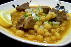 Posole (Pork & Hominy) with Chicken Fajita Wraps – $10 buck dinners!